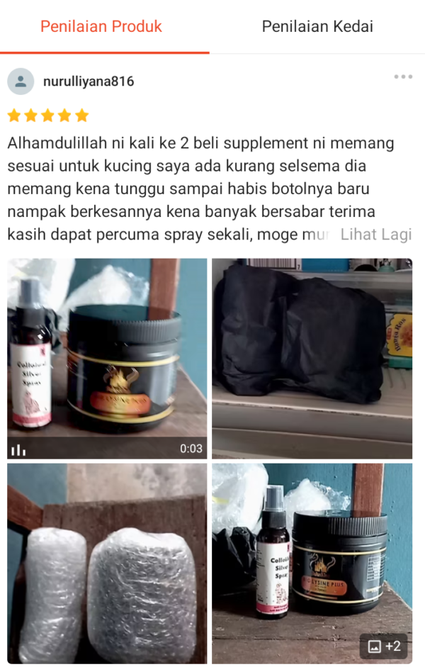 4 UNIT BIG LYSINE BULUSKING TAMBAH SELERA MAKAN KUCING DAN DAN ANJING SELSEMA FLU SUKAR BERNAFAS 250G (Copy) - Image 3